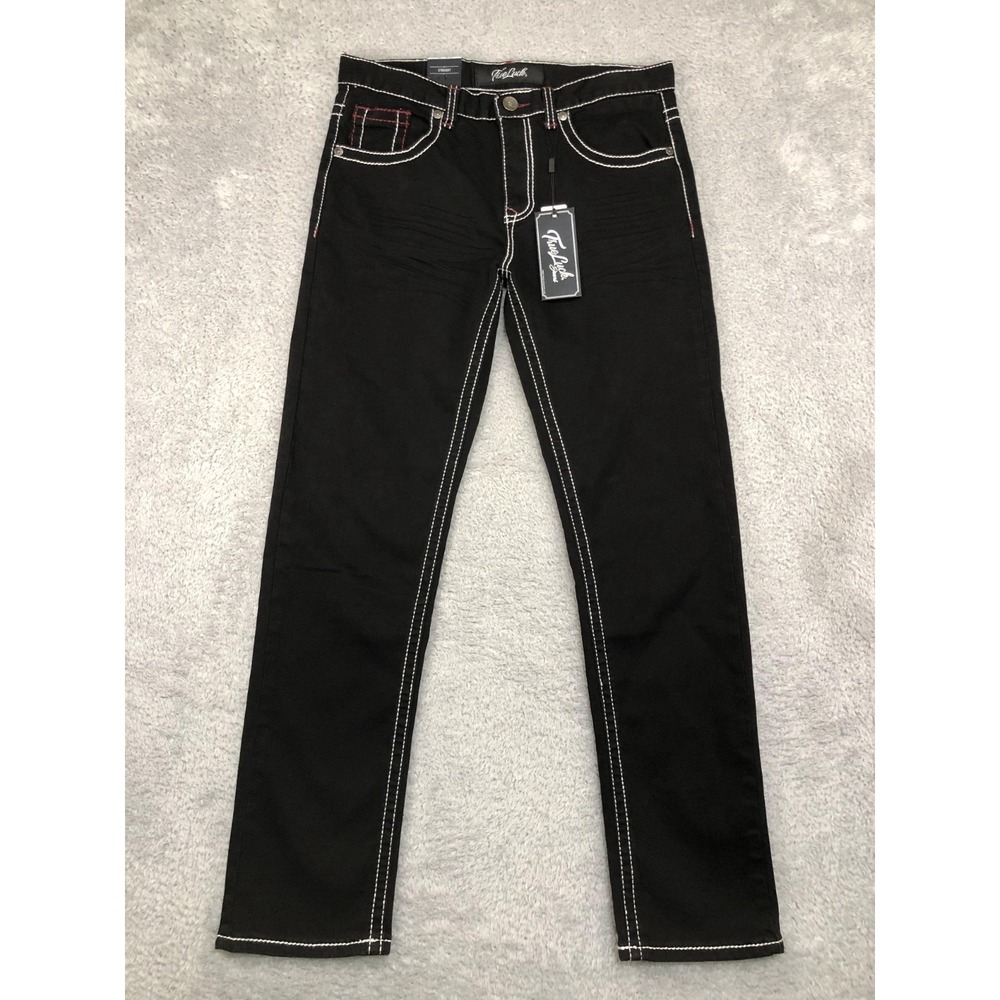 True Luck Jeans Mens 34x32 (Tag 32x32) Black NWT Straight Stretch Flap Pockets